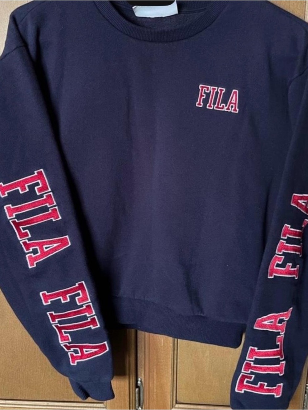 Fila Navy Crewneck Sweatshirt with Red Logos